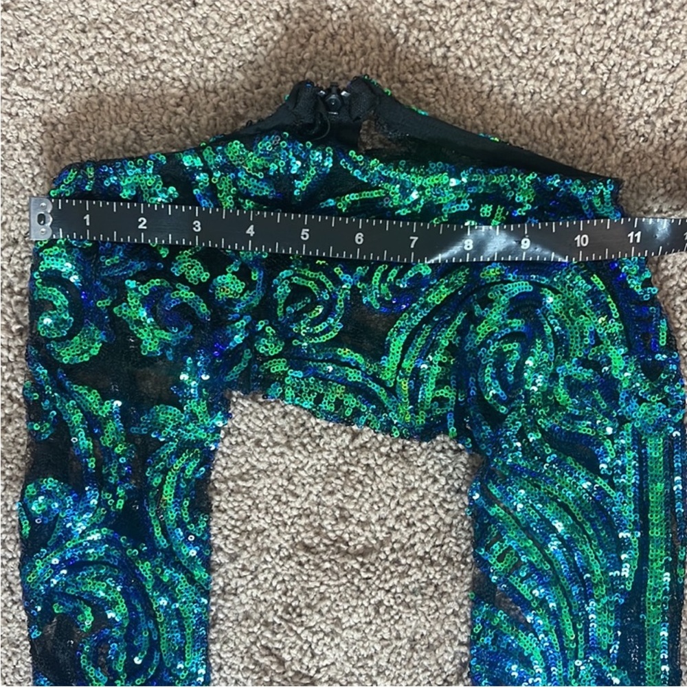 Chaps, Green Sequin, Size Small - image 3